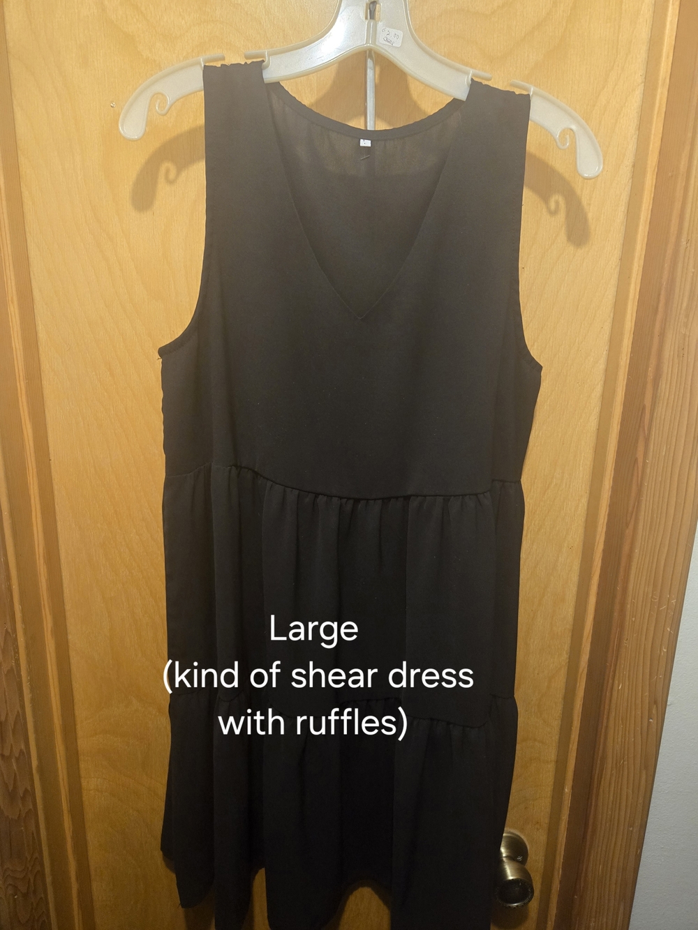 Sleeveless Black V-Neck Ruffle Tiered Dress - Large